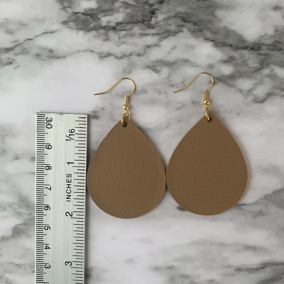 Light Brown Faux Leather Earrings - Picture 4 of 4